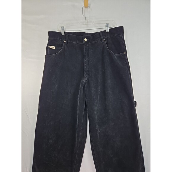 Vintage M+FFATT 2 Piece Suit Set Black Faux Suede Jacket Carpenter Pants XL Y2K - Picture 4 of 12